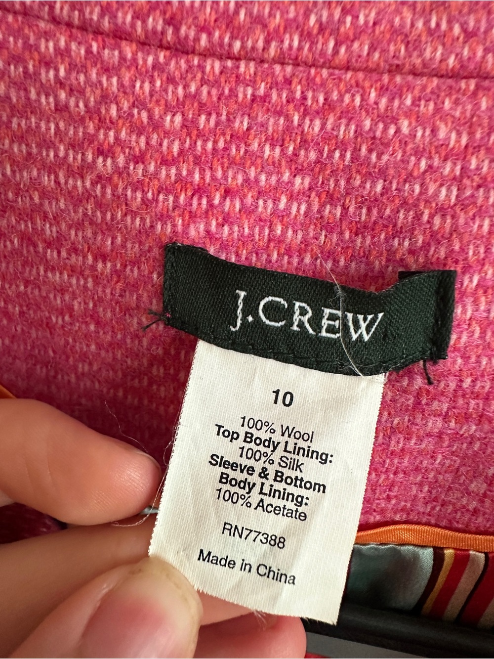 Vintage Y2K J. Crew Pink Wool Ruffle-Trim Blazer 10 - Picture 2 of 12